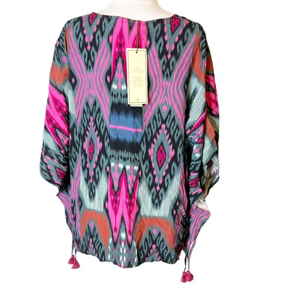 NWT Figue ritika Ikat kaftan top sz S tassels - Picture 3 of 7